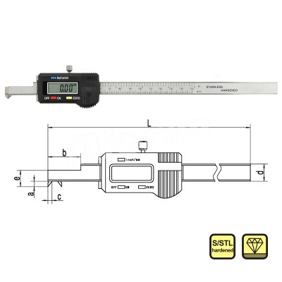 Штангенциркуль цифровой 3-200 0,01 канавочный 115-152 Guanglu